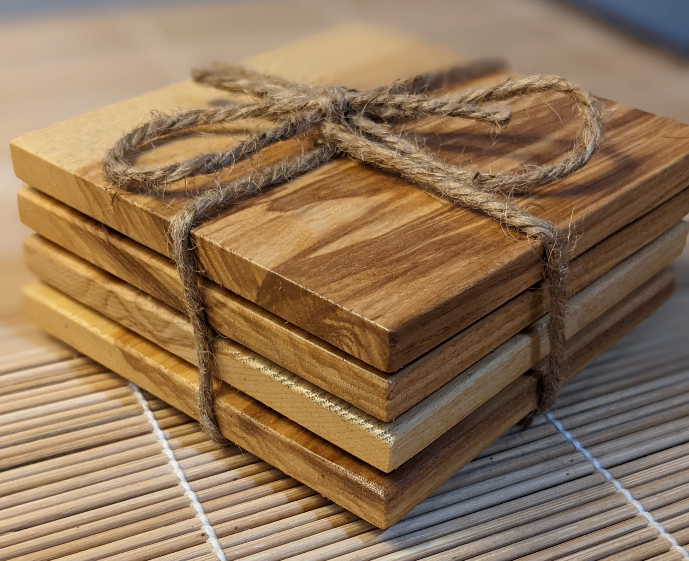 Rustic/Gold Square Coasters Set of 6